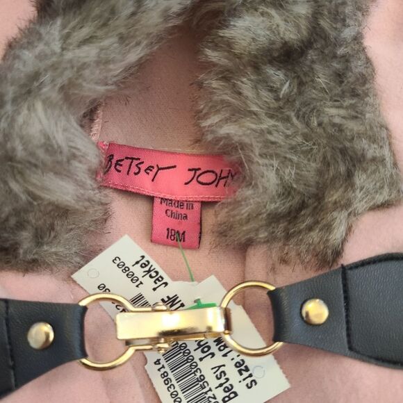 Betsey Johnson Cape Hoodie Toddler Pink Felt With Hearts Faux Fur Sz 18 Mos - Picture 5 of 11